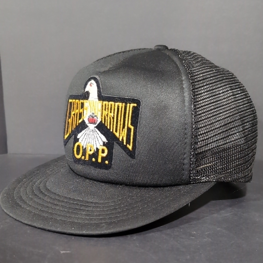 A.J.M Headwear ,Grass Narrows  O.P.P Black Mesh, Snapback Trucker Hat.